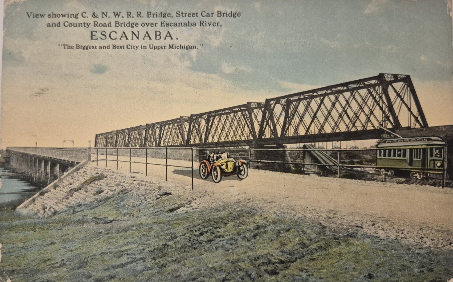 Historic postcard of bridge